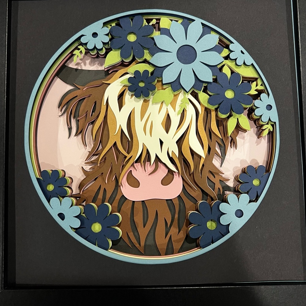 Beautiful 8X8 3D photo Highland Cow